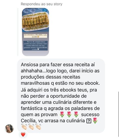 Depoimento de cliente ansiosa para testar a receita